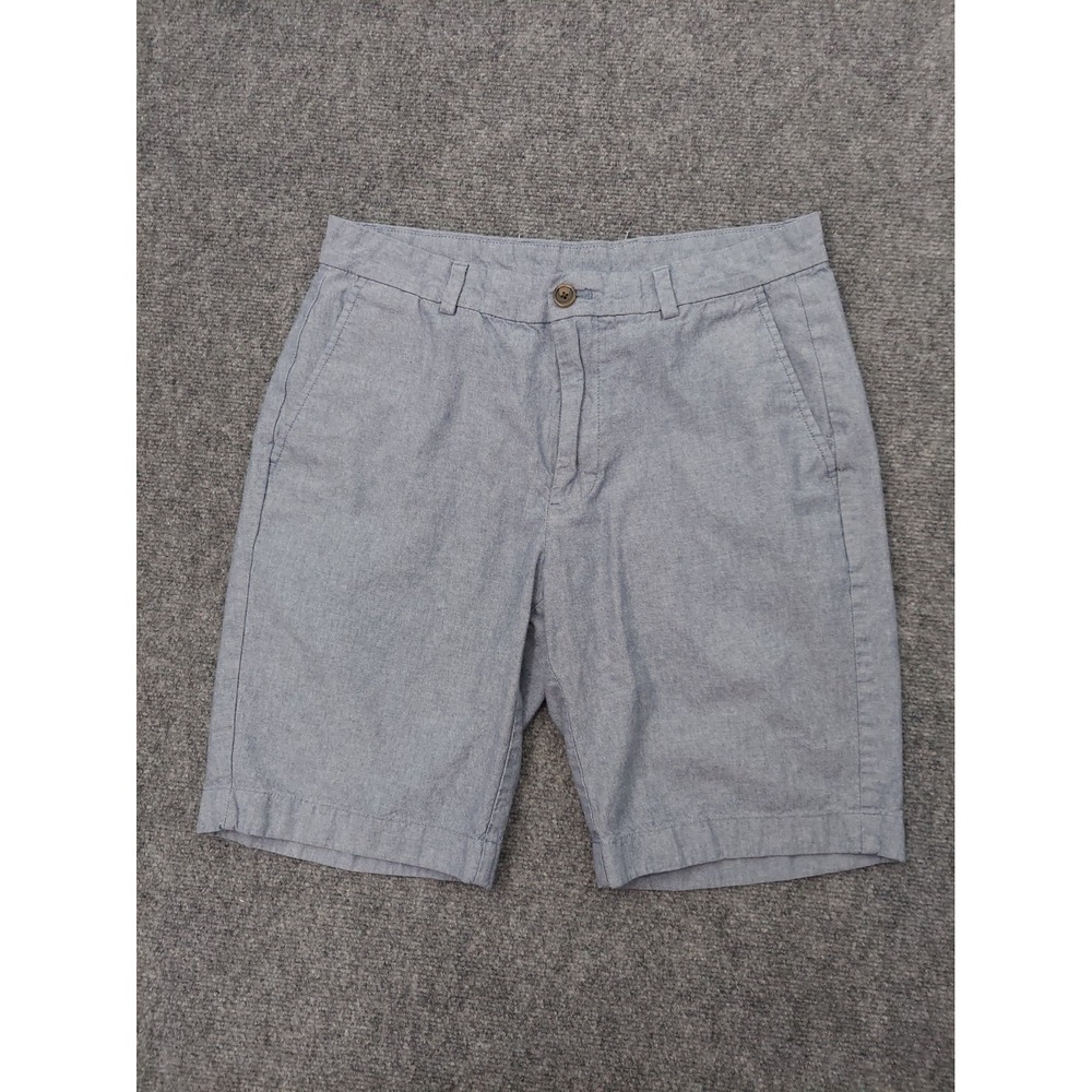 Brooks Brothers Shorts Men 32 Blue Chambray Flat Front Bermuda Walking Cotton